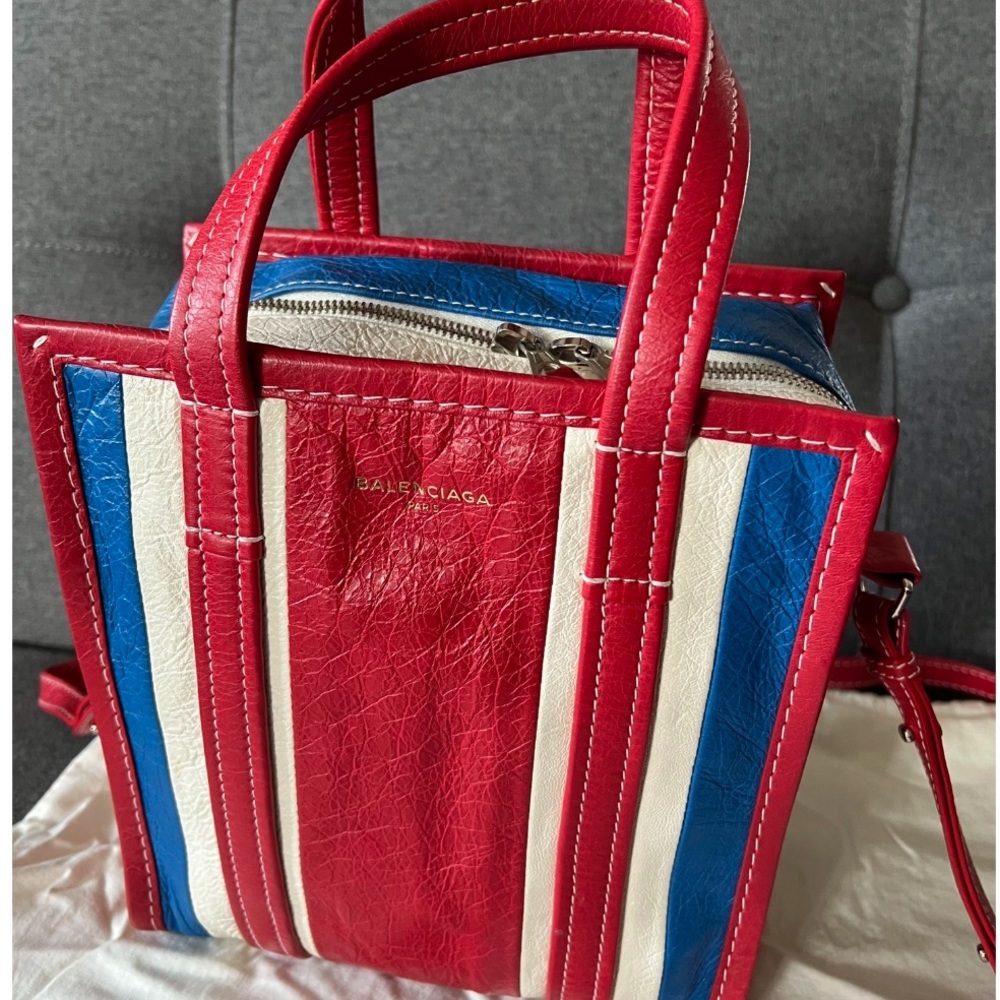 Balenciaga Bazar Mini Bag in Red, Blue, and White